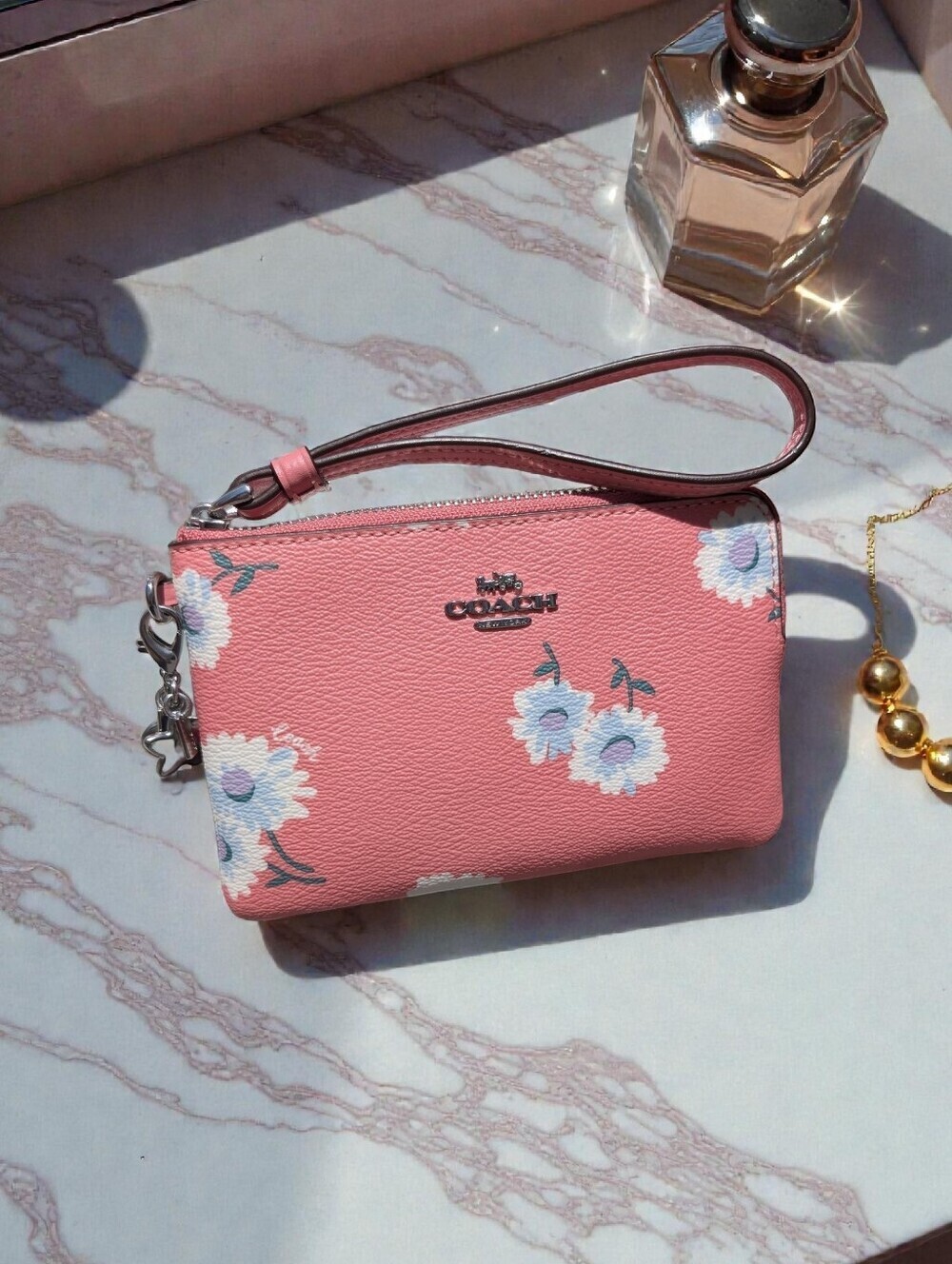 COACH Signature Canvas Small Corner Zip Wristlet (NWOT)